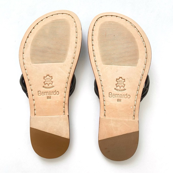 BERNARDO BLACK CORAL ORANGE STONE BEADED MOSAIC THONG SANDALS - Picture 5 of 6